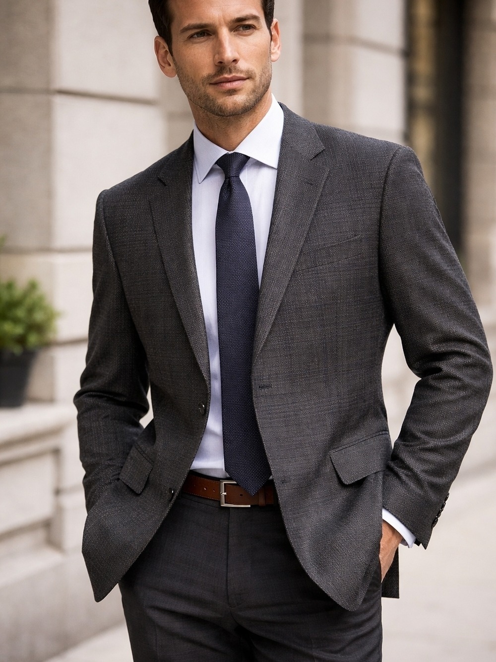 Haggar & Bonner London Gray Plaid Tailored Blazer Mens 46R Classic Wool Blend S